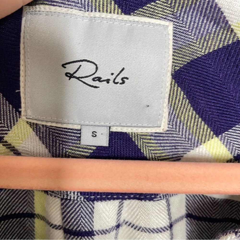 RAILS Hunter Plaid Button Down Top Yellow Navy Blue {Y10} - Picture 5 of 6
